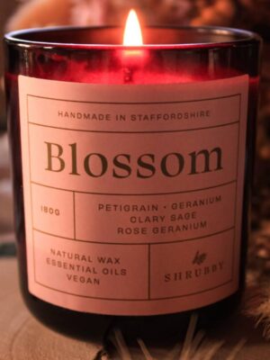 Blossom candle in glass holder