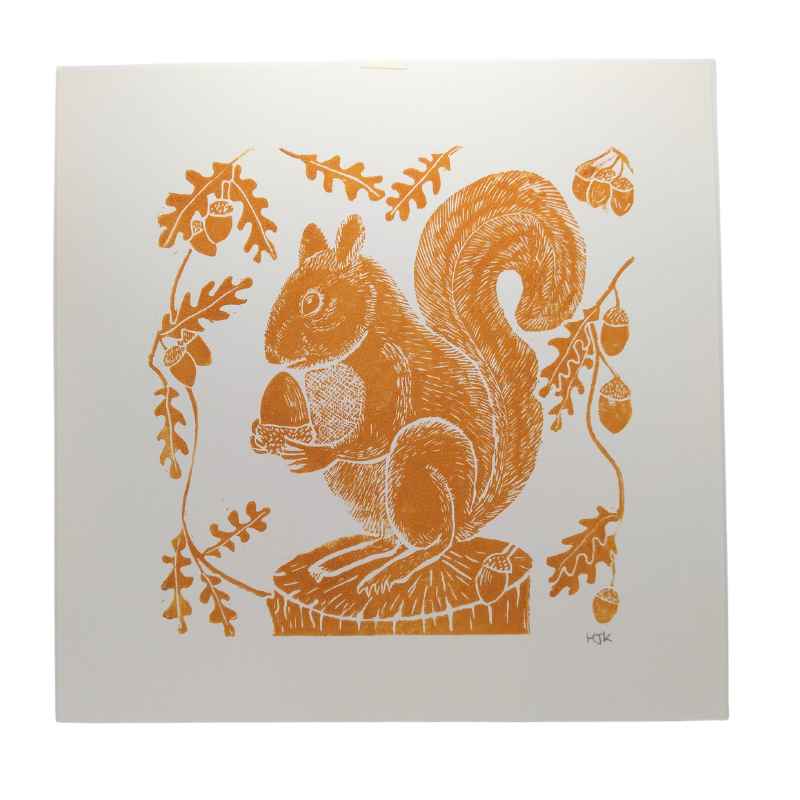 Squirrel Lino Print